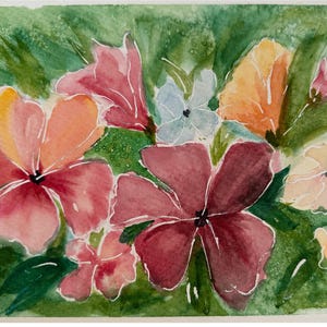 Blumenwiese in Aquarell – Mixed Wildflowers Original Watercolor | Original Kunst Handgemaltes Blumenbild | Colorful Botanical Wall Art