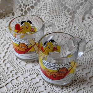 1978 Garfield McDonald&#39;s Glass Cup/Mug; Classic Garfield Artwork/Cartoon; Vintage Drinkware