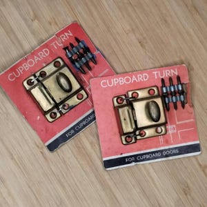 Antique Brass Cabinet Latch with Striker Keeper & Screws – NOS Vintage Cupboard Hardware