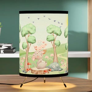 Woodland Baby Animal Meadow Children&#39;s Tripod Lamp, Animal Lover Gift, Nature Lover Lamp, Eco-Friendly Lamp, Nursery Decor, Cute Kid Decor