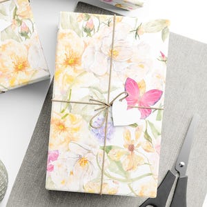 Butterfly and Floral Gift Wrapping Paper, Gift Wrap For Her, Anniversary Gift Wrapping, Romantic Floral Wrapping Paper, Butterfly Gift Wrap