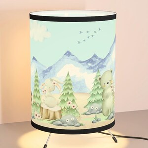 Whimsical Baby Forest Animal Children&#39;s Tripod Lamp, Animal Lover Gift, Nature Lover Lamp, Eco-Friendly Lamp, Nursery Decor, Cute Kid Decor