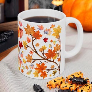Fall Leaves Coffee Mug, Tea Mug, Nature Lover Gift, Coffee Lover Gift, Eco-friendly Mug, Coffee Gift, Colorful Floral Mug, Coffee Mug Fall