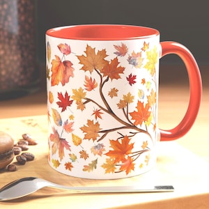Fall Leaves Coffee Mug, Tea Mug, Nature Lover Gift, Coffee Lover Gift, Eco-friendly Mug, Coffee Gift, Colorful Floral Mug, Coffee Mug Fall