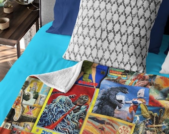 Godzilla Plush Blanket: Vintage Kaiju Monster Movie Velveteen Throw
