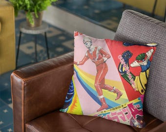 Kaiju Pillowcase, Japanese Superhero, Retro Decor, Otaku Gift, Cushion Cover, Square Pillowcase