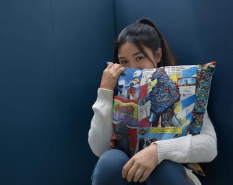 Funda de almohada Kaiju / Manta decorativa retro de película de monstruos japonesa vintage, regalo para fans