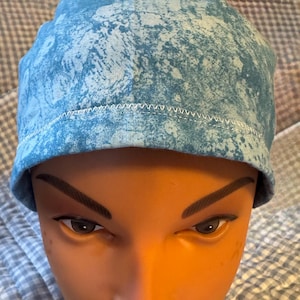 Cecil blue gorgeous surgery scrub hat with soft swirls of blues