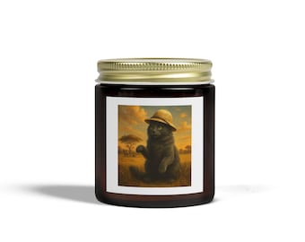 Safari Cat Explorer Candle - Whimsical Cat Decor - Funny Animal Gift - Soy Wax Candle for Cat Lovers
