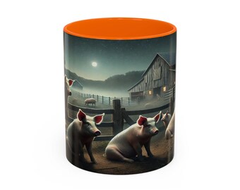 Pig Art Coffee Mug: Rustic Farmhouse Kitchen Decor