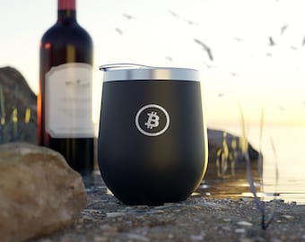 Vaso de vino Bitcoin, taza criptográfica aislada con tapa, regalo divertido de BTC para él, su mamá, papá, artículos para beber para amantes de Bitcoin, copa de vino para amantes de las criptomonedas