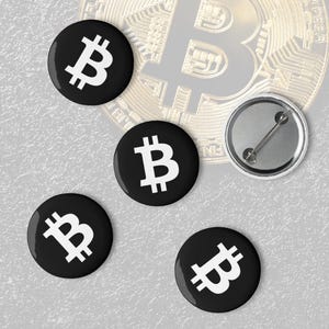 Bitcoin Pin Button, Minimalist Crypto Collectible, BTC Lapel Accessory, Cryptocurrency Gift, Blockchain Accessory, Bitcoin Merch for Fans
