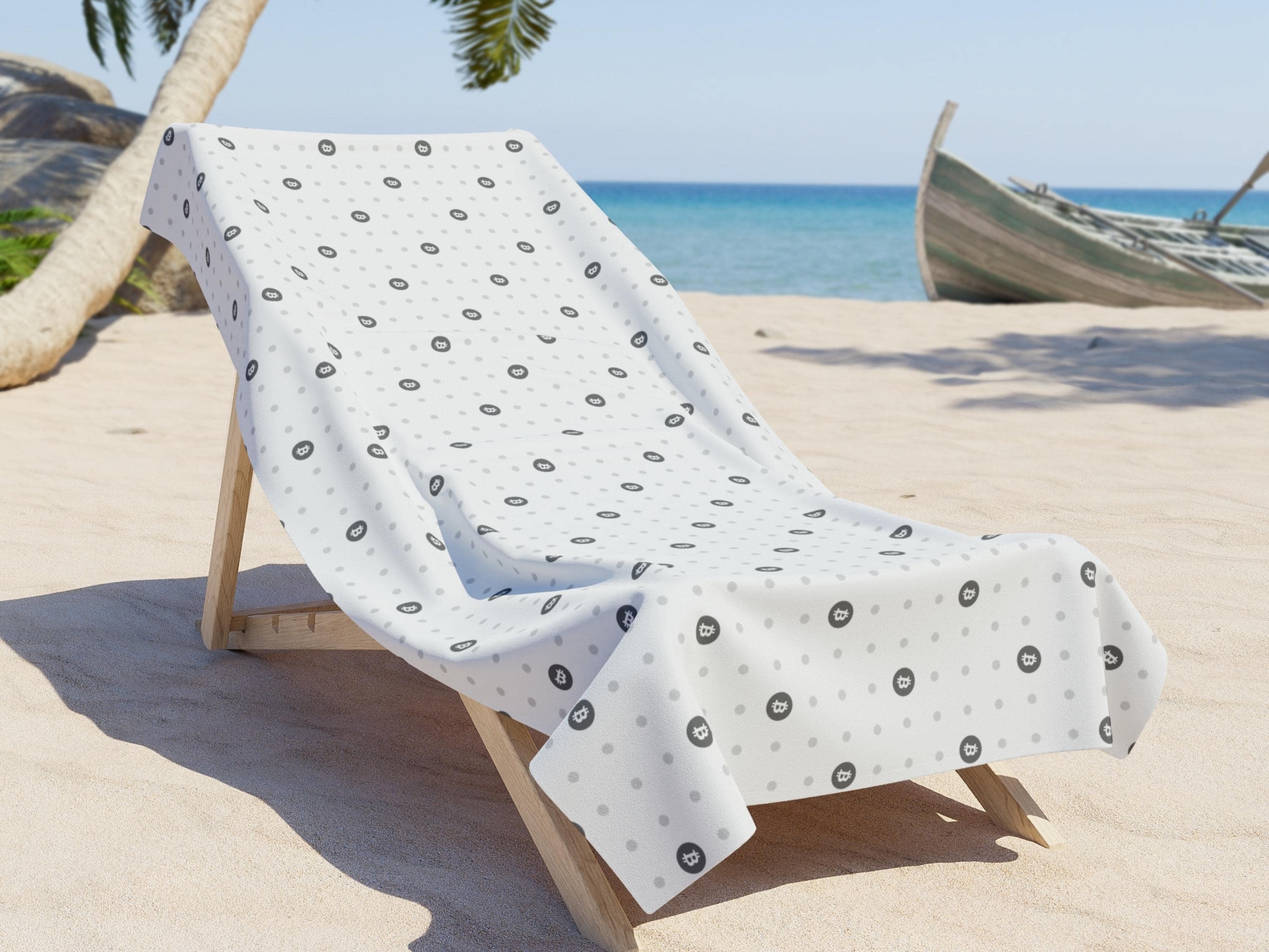 Serviette de plage Bitcoin BTC noire, orange et blanche - 2