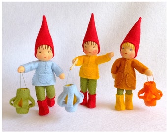 Gnome Lanterns Kit- autumn, gnome, pattern, sewing, decoration, DIY