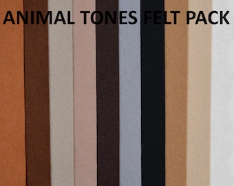 Animal Tones 100% Wool Felt Pack of 10 sheets