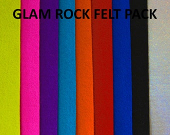 GLAM ROCK 100% Wool Felt Pack - 9 sheets