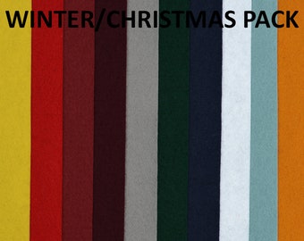 WINTER/CHRISTMAS Tones 100% Pure Wool Felt Pack -10 sheets