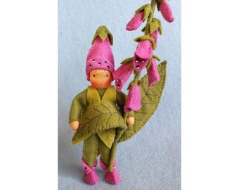 Foxglove Kit-  felt flower doll decoration, pattern, sewing.