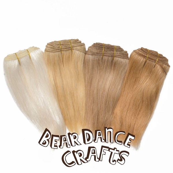 Mohair Doll Hair Weft -Straight- Light Blond, Blond, Light Brown and Caramel Doll Making