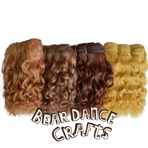 Mohair Doll Hair Weft -Wavy in Ginger, Golden Copper, Butterscotch, Brown Auburn  -  wig making