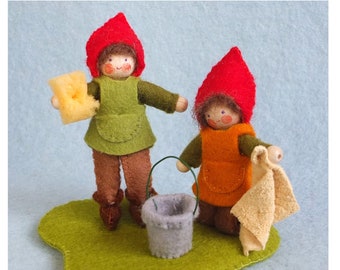 Gnomes Cleaning KIT - craft felt DIY - sewing pattern