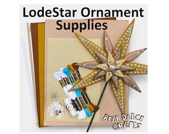 LodeStar Tree Topper Ornament SUPPLIES Kit in Bronze theme for mmmcrafts (patterns not included).  Metallic Wool Felt, Stick n Stitch, etc.