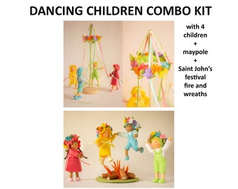 ON SALE! 3 kits: Maypole, Dancing Children and Saint John's Festival KITs - craft kit, spring, waldorf, pattern