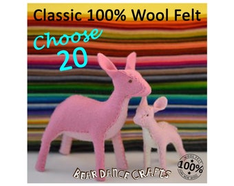 20 sheets YOU CHOOSE 100% Pure Classic Wool Felt
