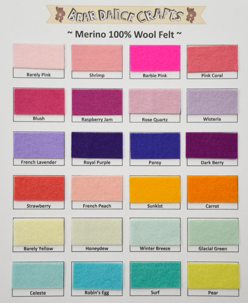 100% Pure Merino Wool Felt You Choose 1 One 20 x 30 cm sheet approx 9 x 12 image 2