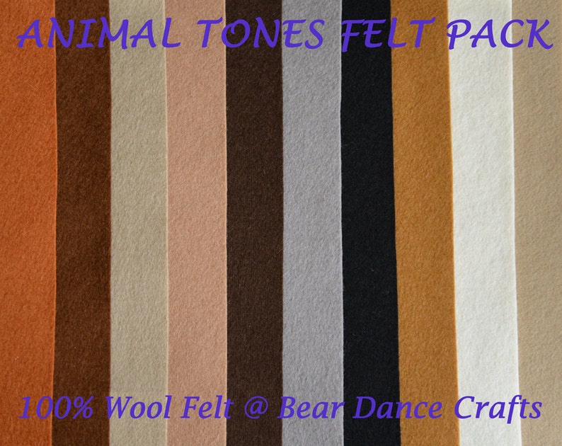 100 Wool Felt Pack Animal Tones Free Shipping in Canada Etsy