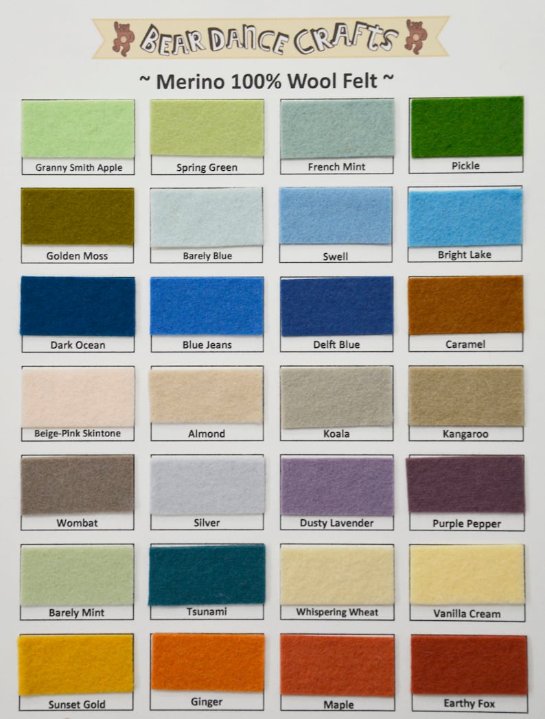 100% Pure Merino Wool Felt You Choose 1 One 20 x 30 cm sheet approx 9 x 12 image 3