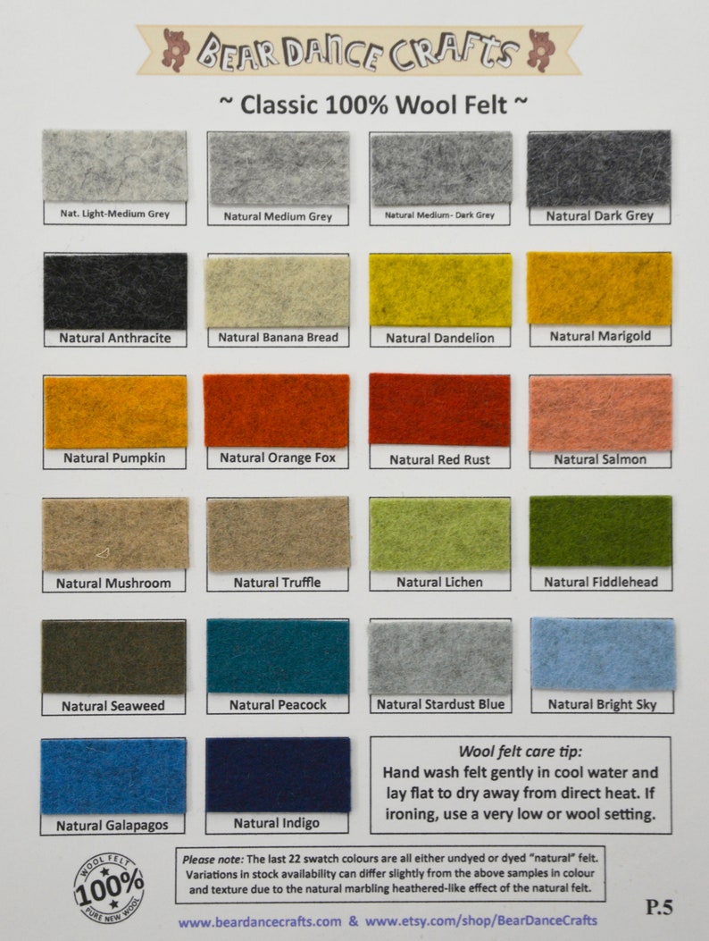 100% Pure Classic Wool Felt 10 sheets You Pick the Colours image 6