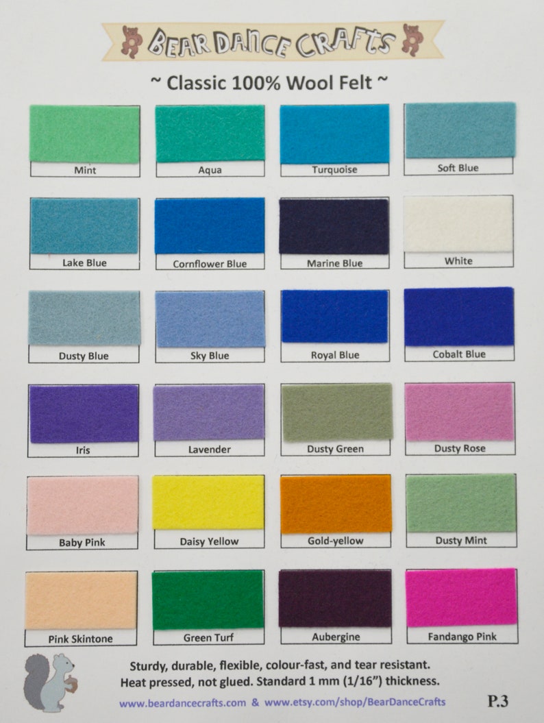 100% Pure Classic Wool Felt 10 sheets You Pick the Colours image 4