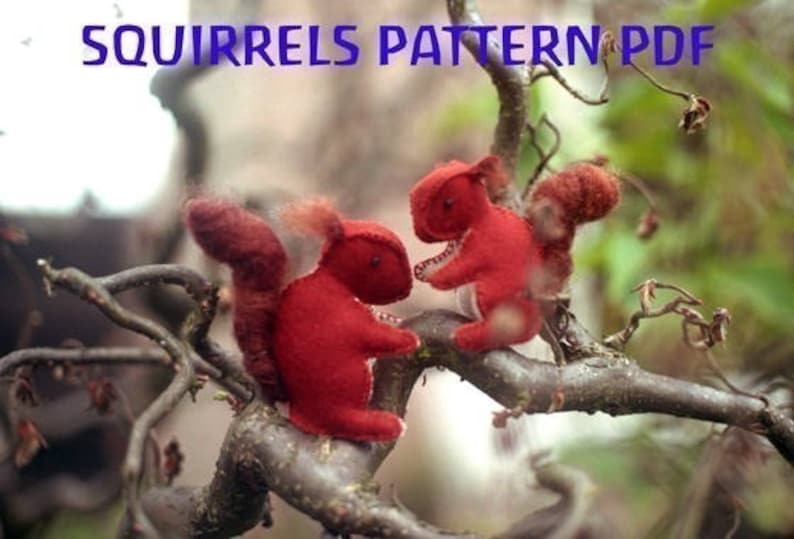 Square Squirrel Pattern SQUIRRELS PATTERN PDF, Wool Felt Sewing Pattern, No Materials Included ...