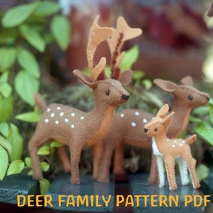 DEER Family Pattern PDF no materials included wool felt sewing pattern, forest woodland decor image 2