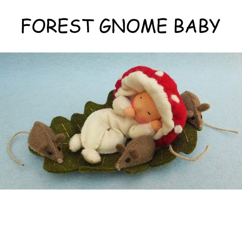 Forest Gnome Baby Kit autumn, fall, forest, woodland, pattern, sewing, decoration, gnome, DIY image 1