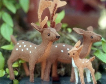 DEER Family Pattern PDF (no materials included)- wool felt sewing pattern, forest woodland decor