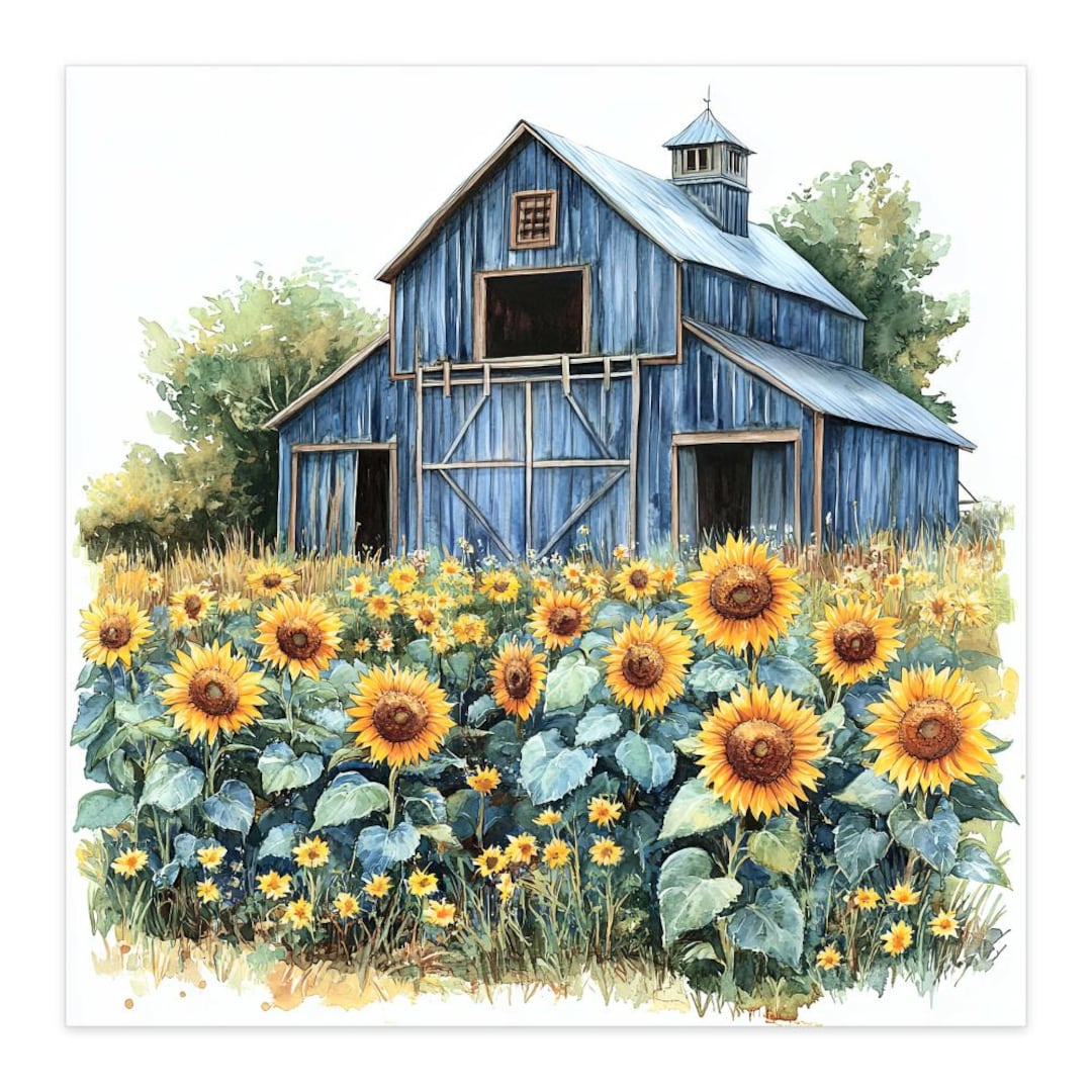 Barn and Sunflowers Note Card Series, Set of 8 Cards - Etsy