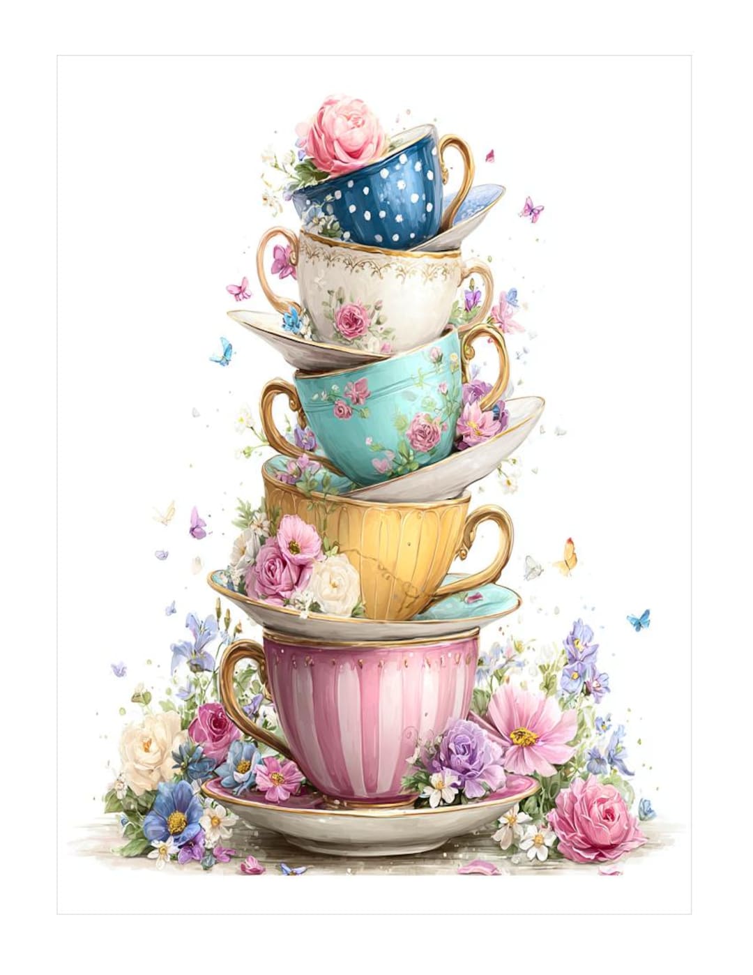 Vintage Tea Cups Note Card Series, Set of 10 Cards - Etsy