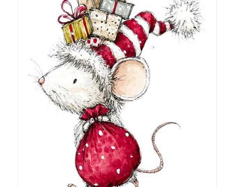 Kerstmuis-notitiekaartenserie, set van 18