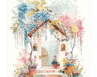 Serie de tarjetas de felicitación Jardín de Glicinias, juego de 20 tarjetas.