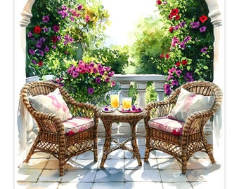 Summer Terrace Flowers Note Card Series, Set of 15 Cards