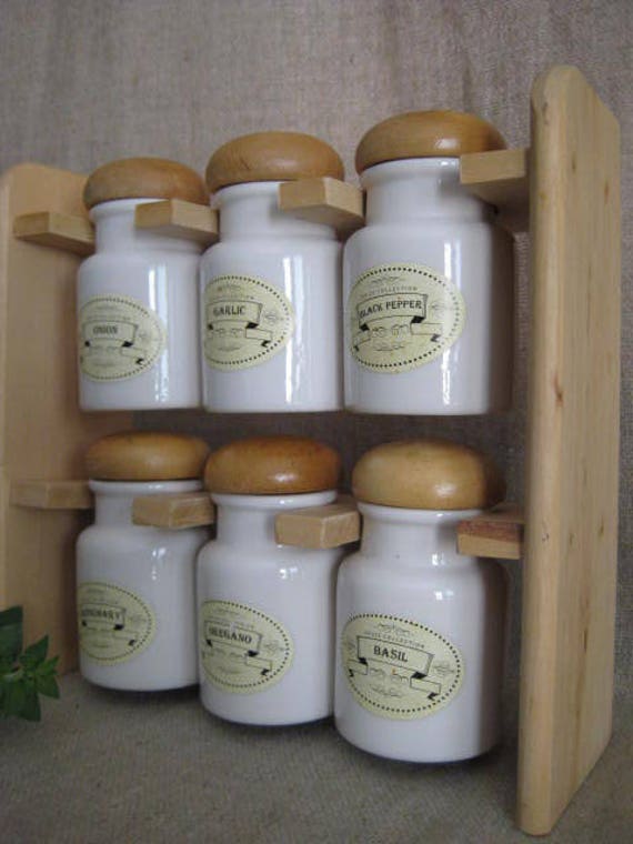 Vintage Spice Rack with 6 JARS Minimalist Wood Spice Rack w/ Etsy