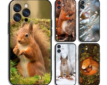 Uroczy futerał z wiewiórką i leśnym przyjacielem na iPhone'a i Samsunga – ochronny i stylowy – pasuje do większości modeli – wyjątkowy nadruk
