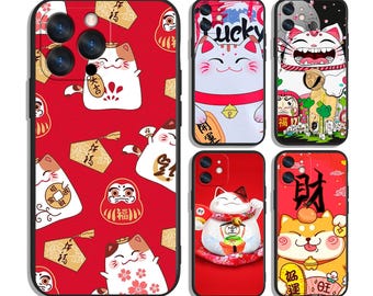 Etui Maneki Neko Lucky Money Cat Spirit do iPhone'a i Samsunga – ochronne i stylowe – pasuje do większości modeli – wyjątkowy nadruk