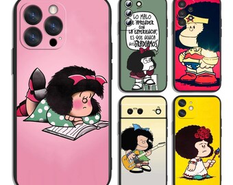 Black Hair Comic Girl Case for iPhone & Samsung - Protective and Stylish - Fits Most Models