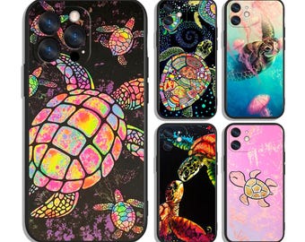 Turtles Cute Cartoon Animal Art Case for iPhone & Samsung – Protective and Stylish - Fits Most Models - Unique Printed Design