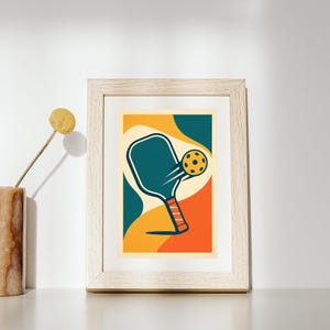Single Paddle | Modern Pickleball Paddle Art Digital Download | Graphic Print | Retro Sports Poster | Instant Download | DinkDistrict