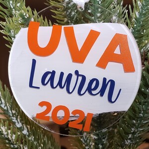 Personalized UVA/University of Virginia/Ornament/Comes with a UVA sticker