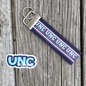 UNC comes with sticker/University of North Carolina/Tarheels/Chapel Hill/ keychain/key fob